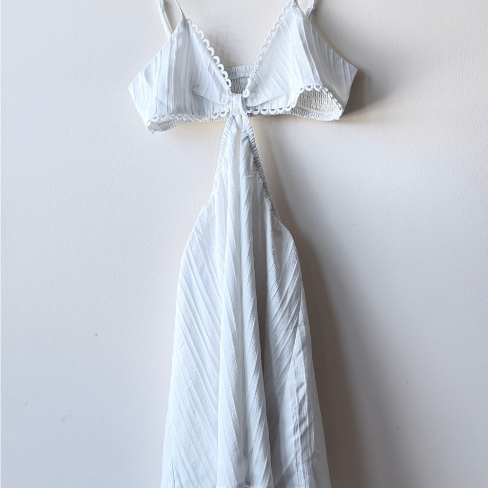 White Midi Dress with Cutout Front